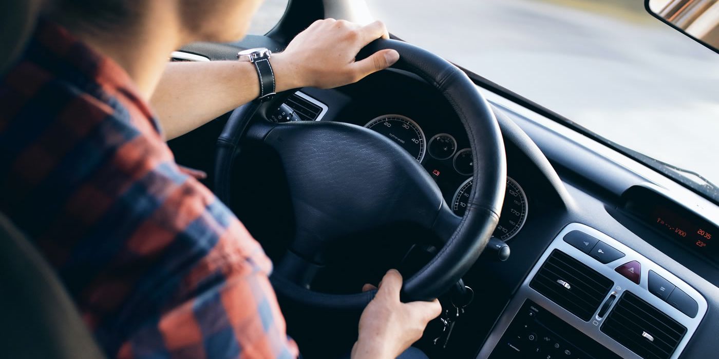Person driving car